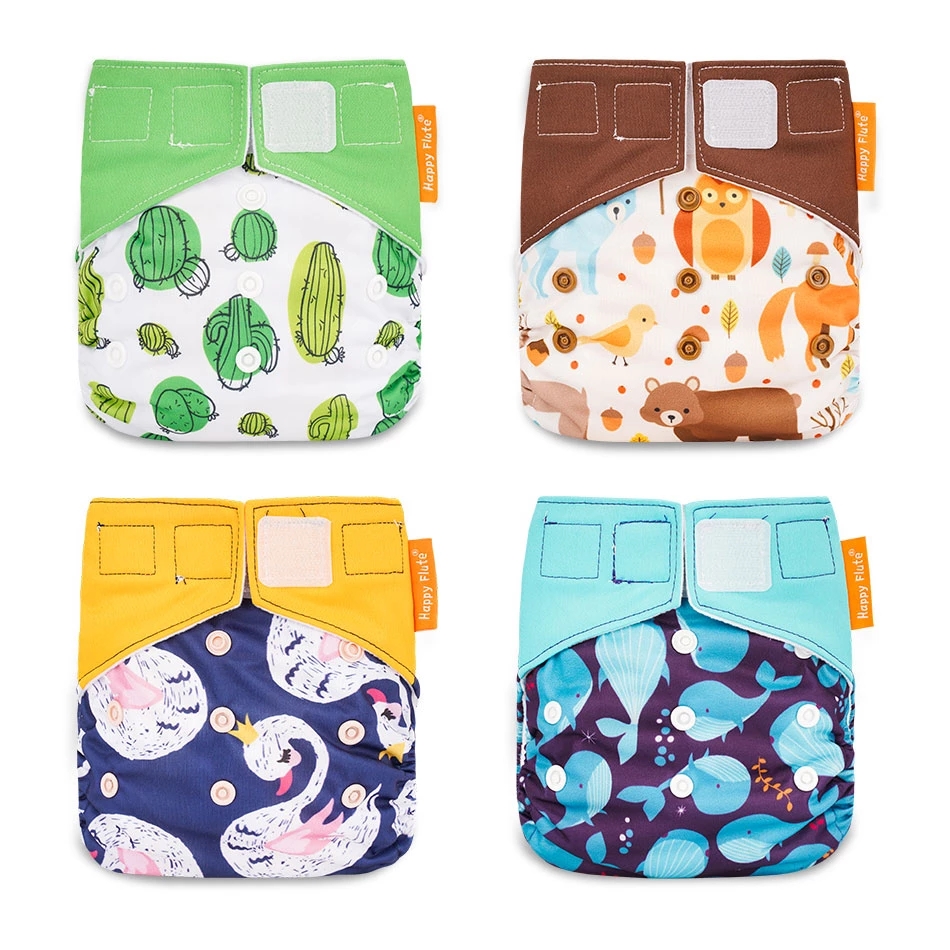 HappyFlute OS Cloth Diapers Reusbale & Washable Night AIO Baby Nappy Waterproof cloth nappy fit 0-2 years 3-15kg baby