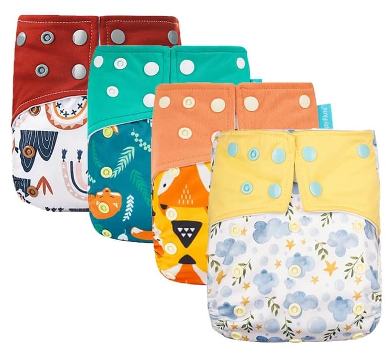 Happy flute 1 pcs adjustable cotton baby washable cloth diaper without insert