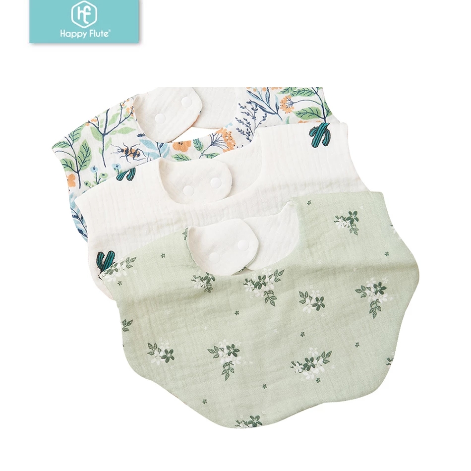 Happyflute 24X25CM Flower Style 360 Rotatable 6 Layers Cotton Muslin Petal Bib Absorbent&Soft Bandana Bib Baby Burp Cloth
