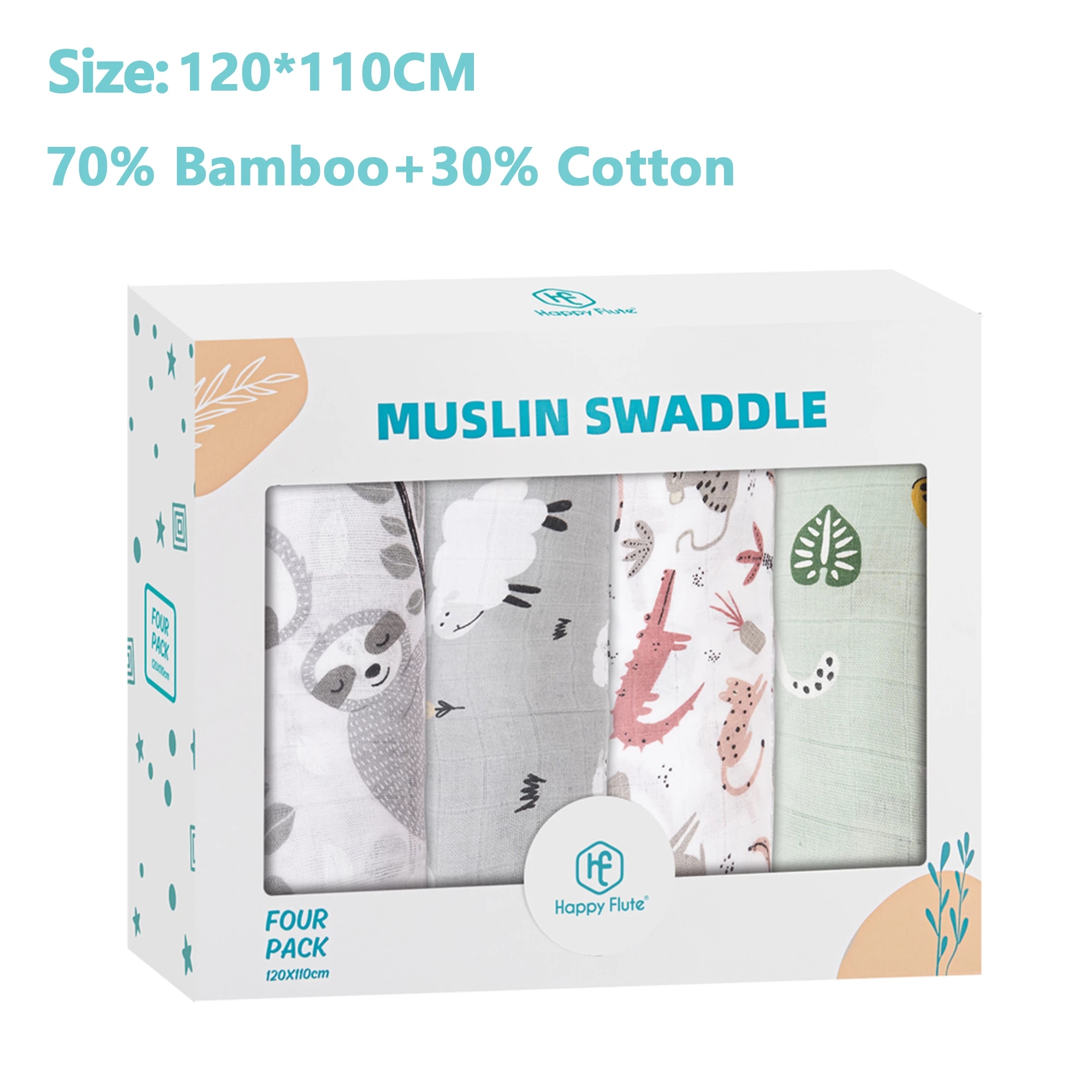 Happyflute Newborn Receiving Blanket for Swaddling, 70% Bamboo+30% Cotton Baby Swaddle Wrap