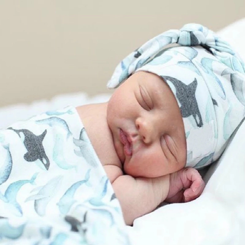 Happy Flute 2pcs/set Newborn Baby Swaddle Wrap Baby Hat Newborn Photography Prop Fit 0~6Months Baby