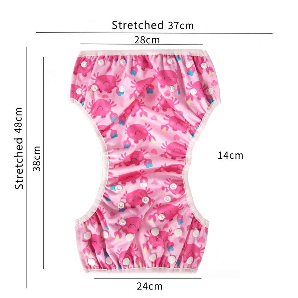 HappyFlute Baby Reusable 1PC Swimming Diapers Boys or Girls Cartoon Swimwear Children Adjustable Summer Swimming Nappy Pants