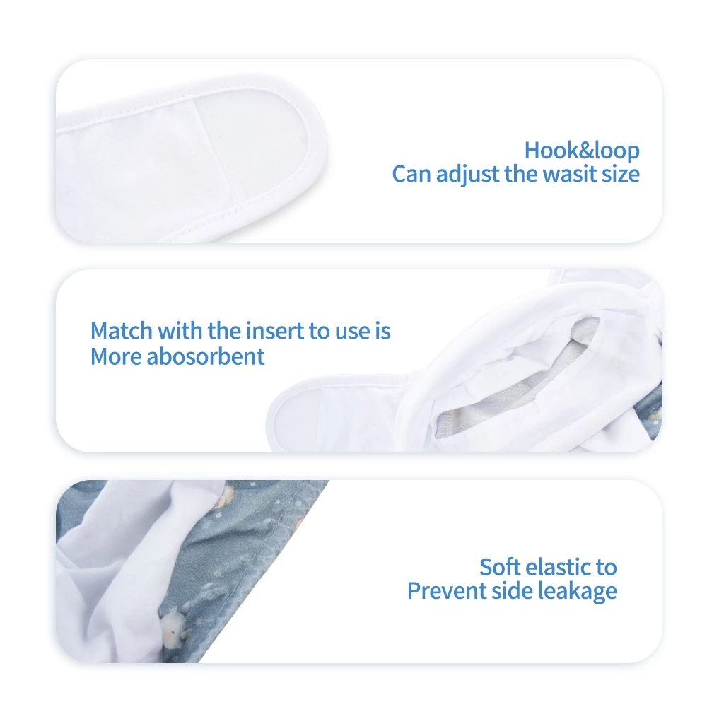 Happyflute Breathable Hook&Loop Cotton Cloth Diaper Comfortable And Waterproof Baby Nappy With One Pocket