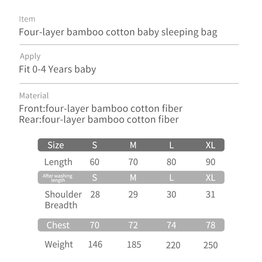 Happyflute Four-layers Muslin Bamboo Cotton Baby Vest Sleeping Bag Breathable Soft Anti-kick Sleepsack Fit 0-4 Years Baby