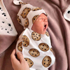 Happy Flute Newborn Swaddle Cocoon Wrap +Hat Baby Receiving Blanket Bedding Cartoon Cute Infant Sleeping Bag For 0-6 Months