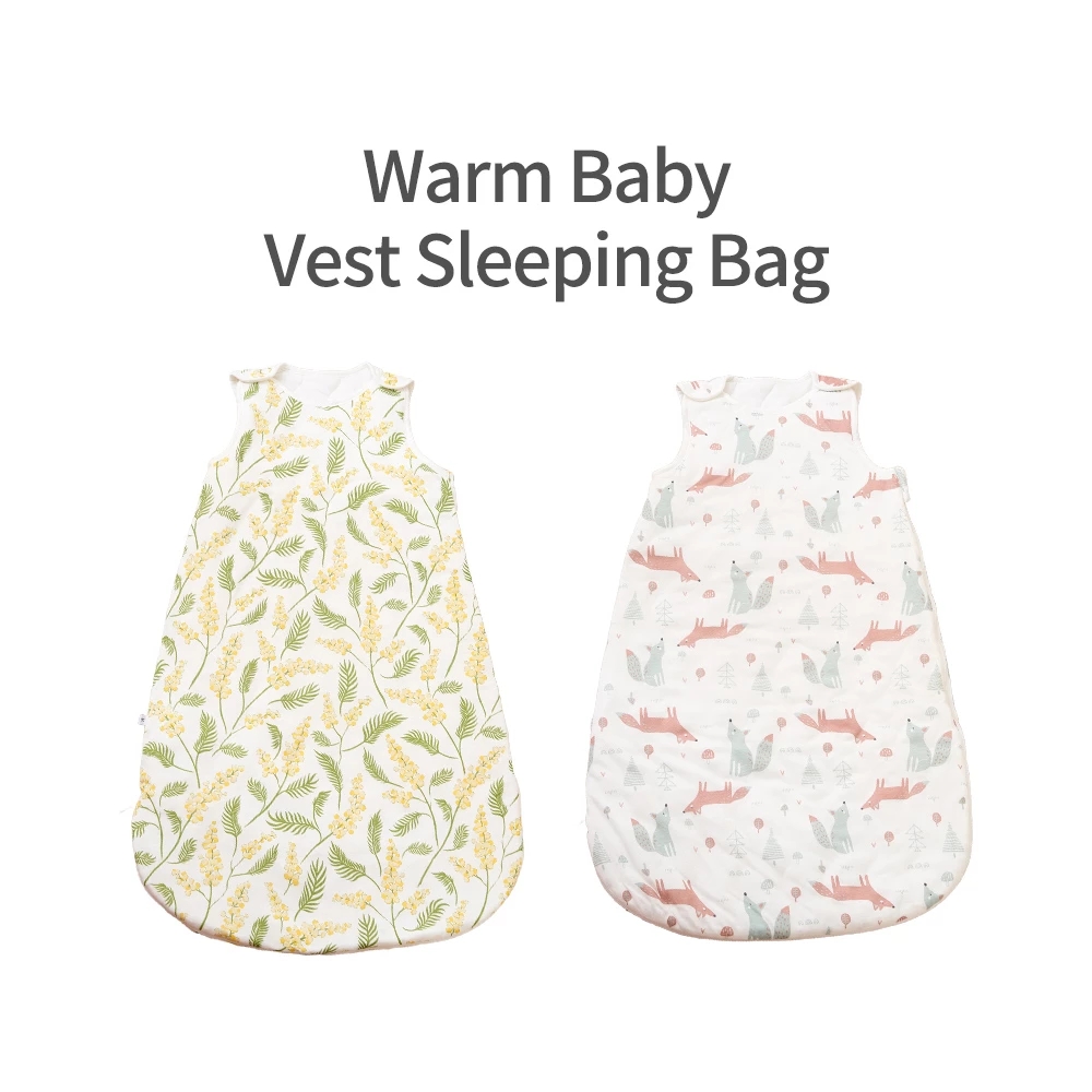 Happyflute Baby Sleeping Bag 1.0Tog Bamboo Cotton Print Vest Sleep Sack For 0-2 years Newborn Baby