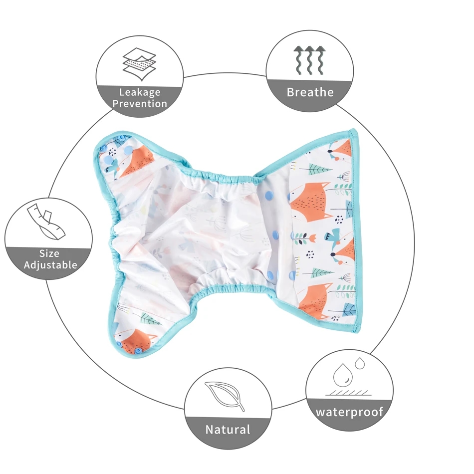 HappyFlute OS Baby Diaper Cover Newest Colorful Binding Cover Waterproof &Reusable Nappy Cover 1Pcs