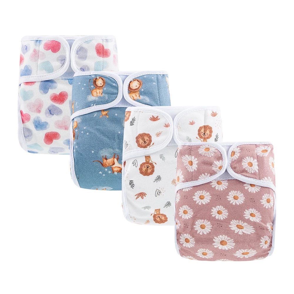 HappyFlute 3Size Cotton Fabric Hook&Loop Adjustable Waterproof Washable Super Soft Breathable Baby Cloth Nappy