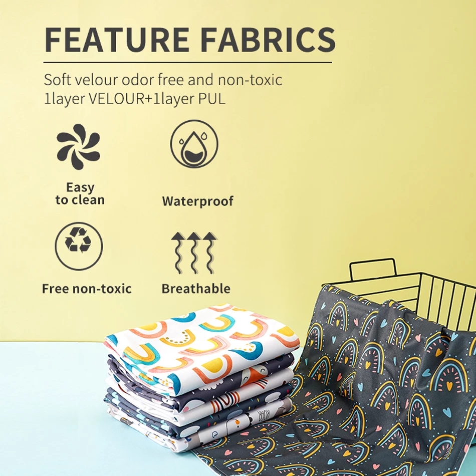 HappyFlute Baby Waterproof Changing Pad Baby Newborn Diaper Cover Printed Cushion Reusable Floor Mats 40*70cm