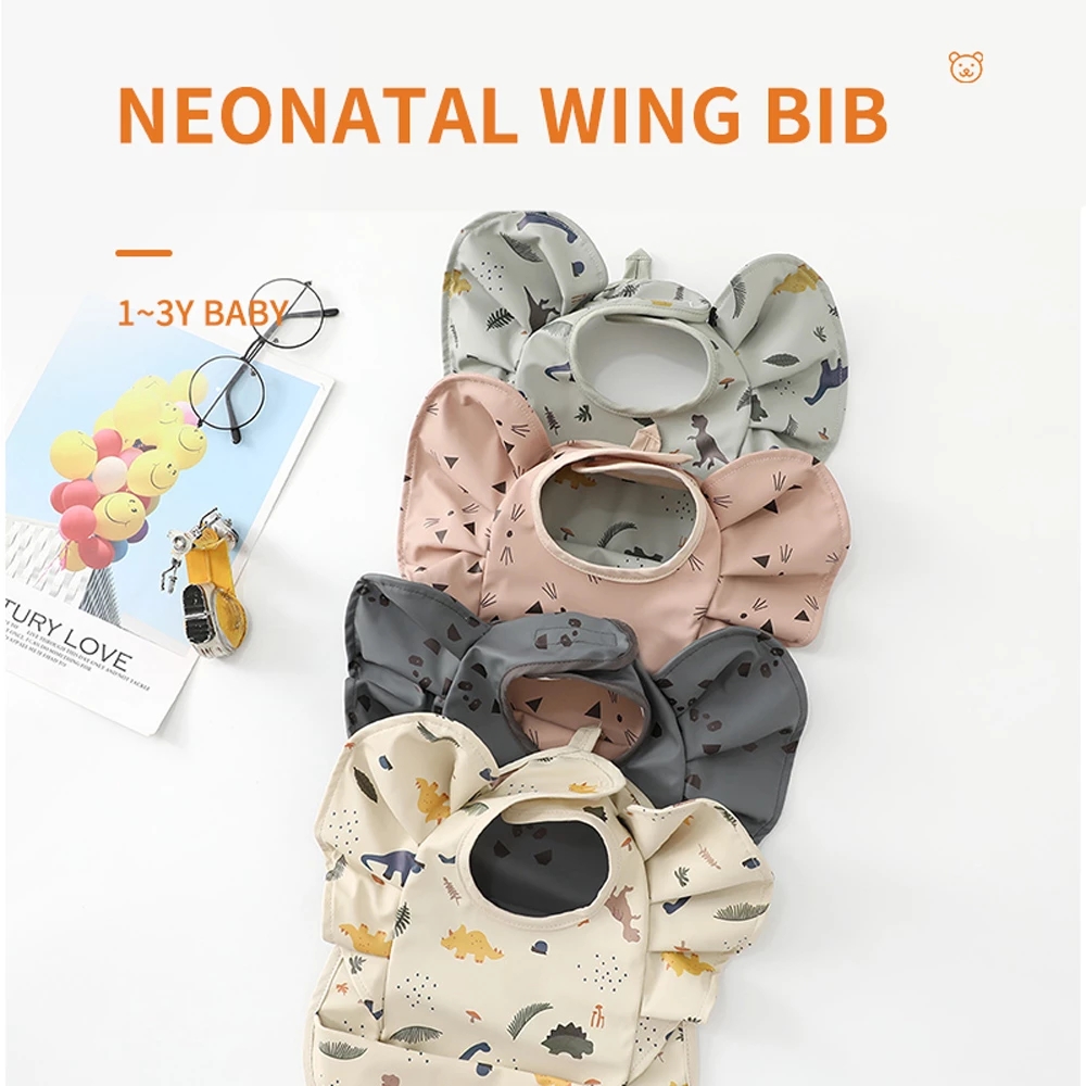 Happyflute Denmark's New Design Angel Wings Bib Waterproof Baby Feeding Bibs Saliva Towel For Baby Boys And Girls Eating